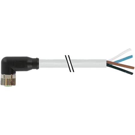 M8 Female 90° With Cable, PUR 4x0.25 Gy UL/CSA 5m